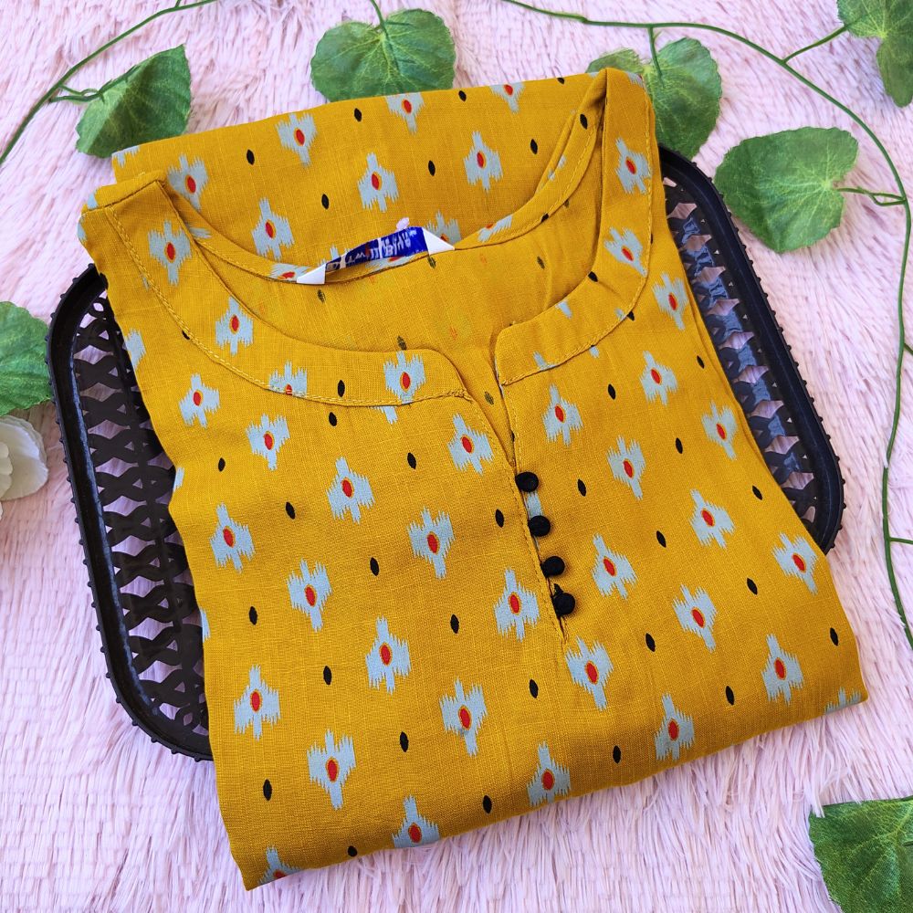 KL2408 Mustard yellow kurti