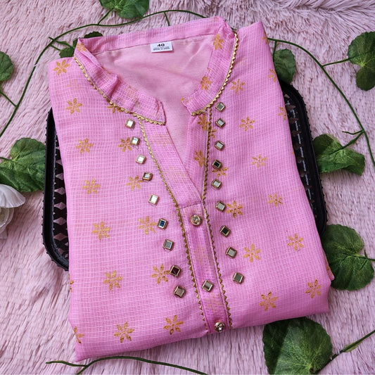 K0076 Baby Pink kurti