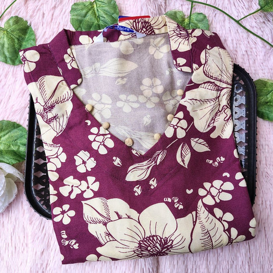 KL2414 wine shade floral kurti