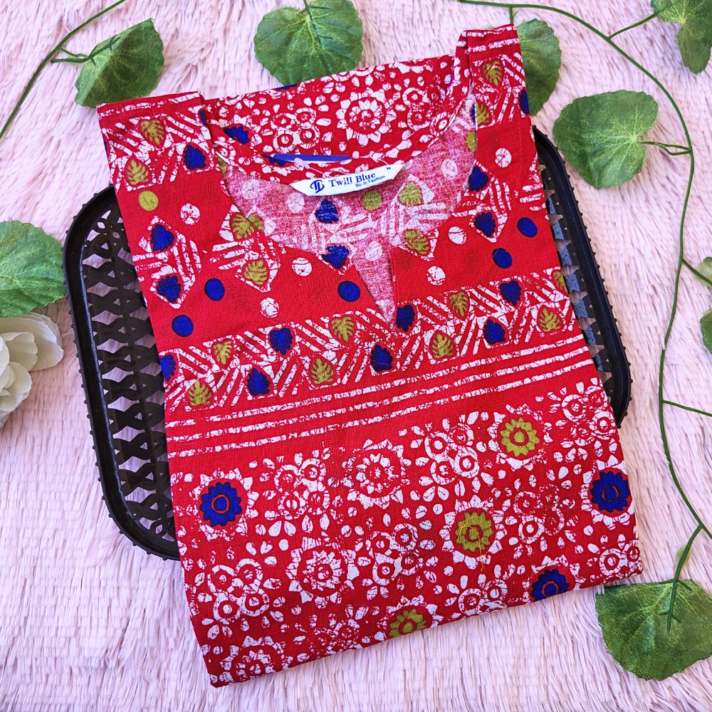 KL35016 Red Batik cotton kurti