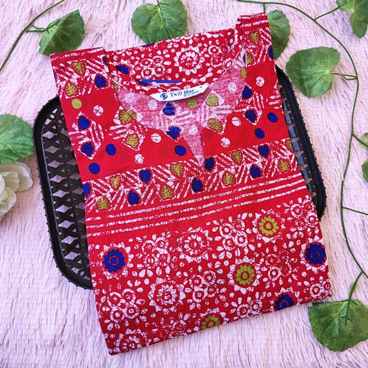 KL35016 Red Batik cotton kurti