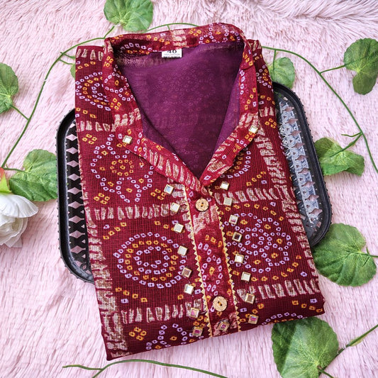 K0074 Maroon Bandhini kurti