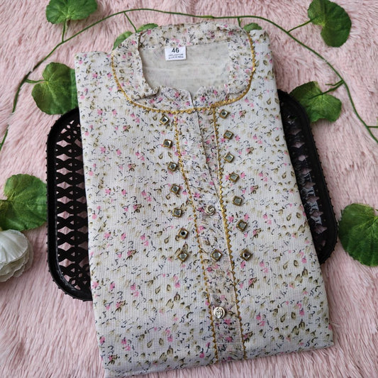 K21 White floral kurti