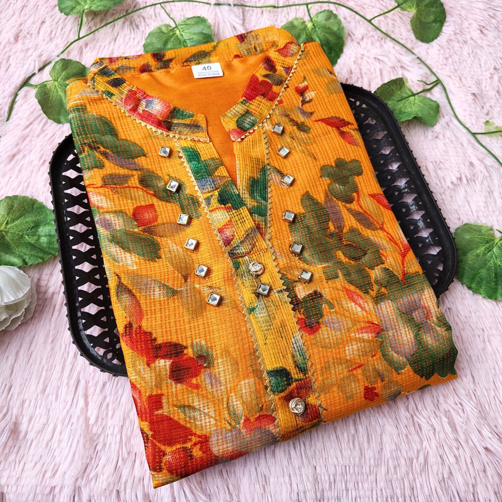 K25 Yellow floral kurti