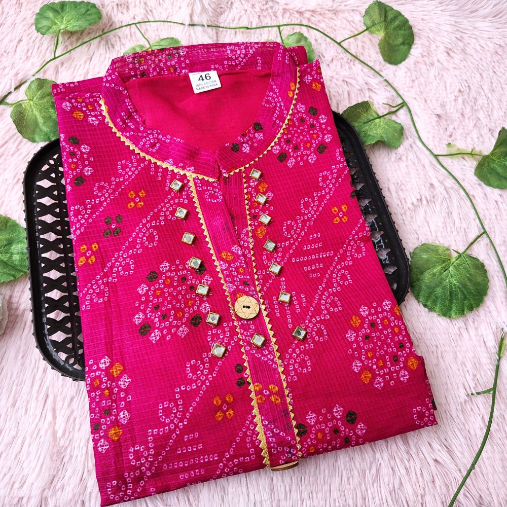 K13 Rani Pink Bandhini kurti