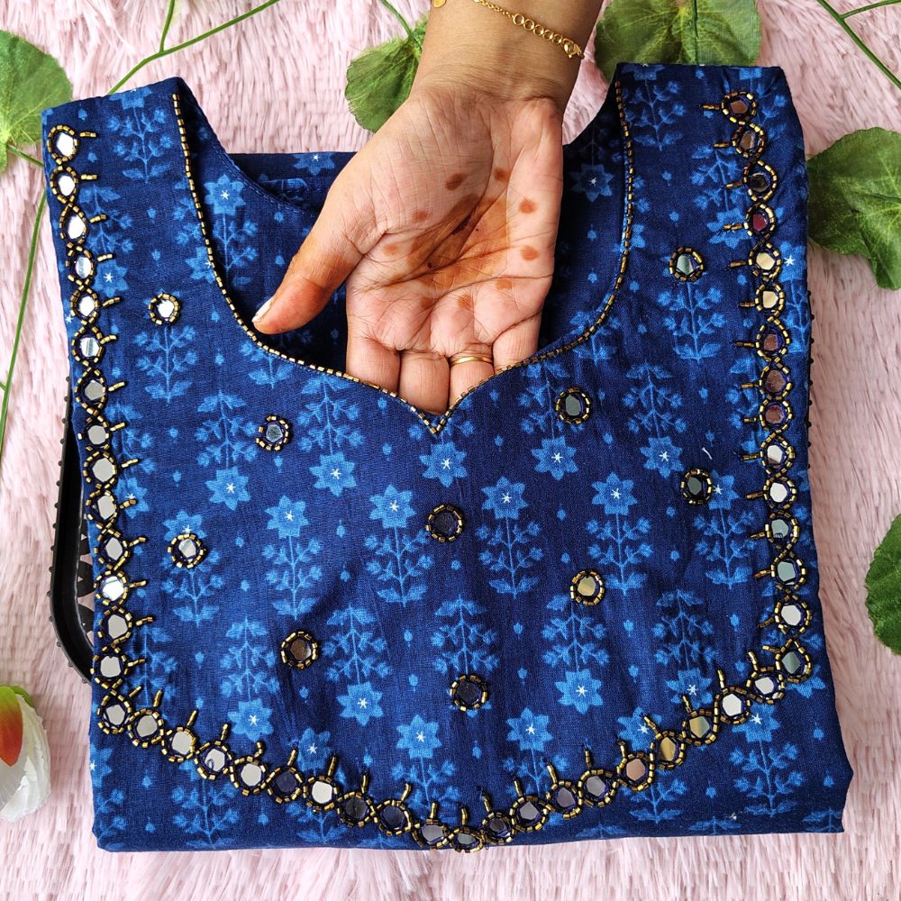 W0010 Pure indigo cotton A-line kurti