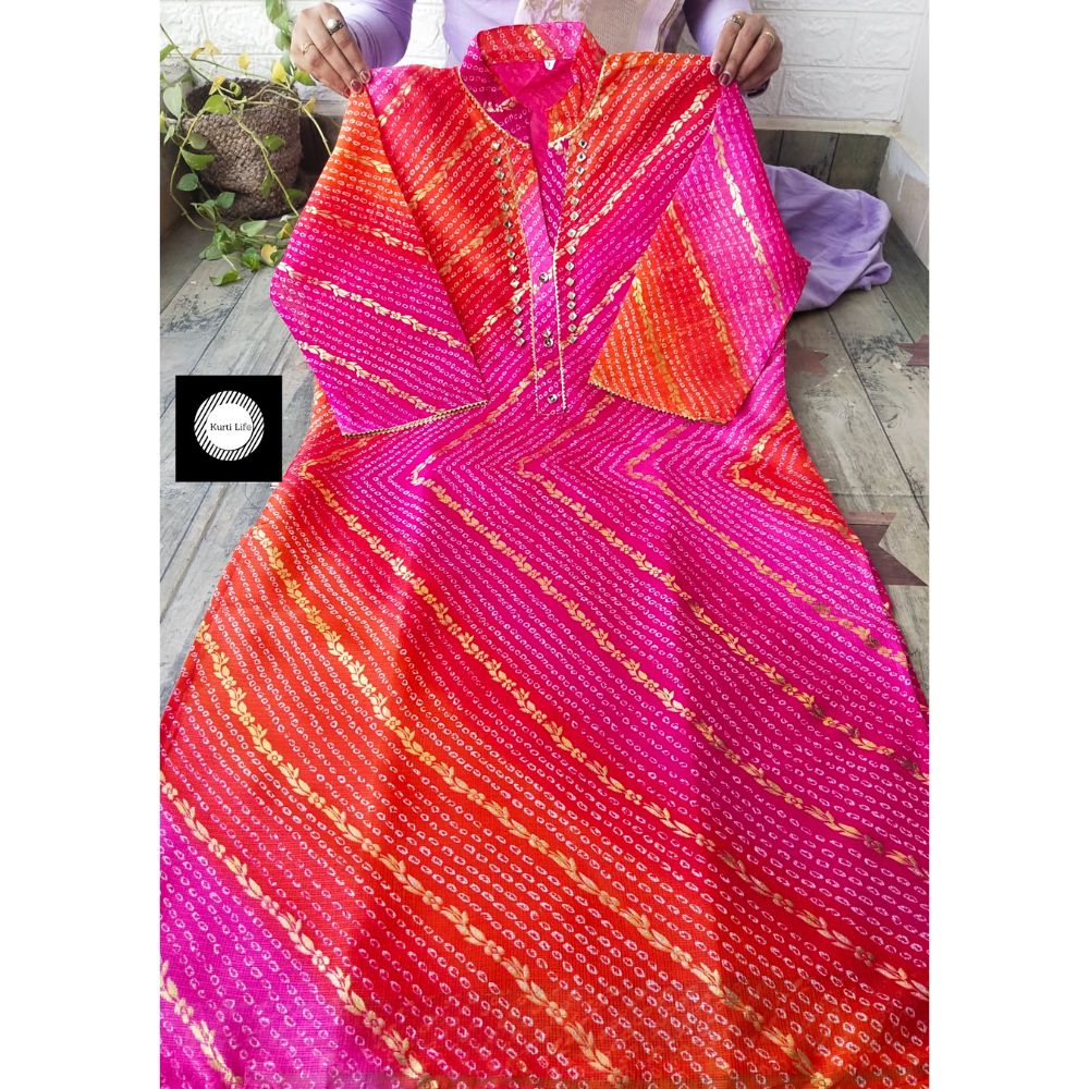 43 Pink Grand Lehriya Kurti