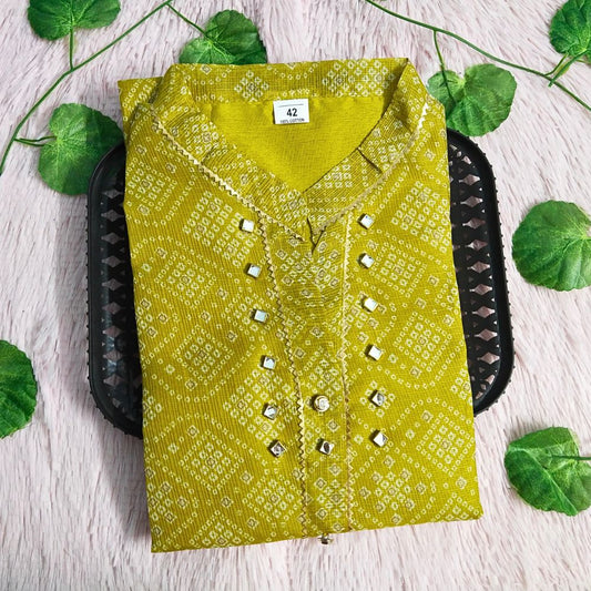 010 Mehendi yellow kurti