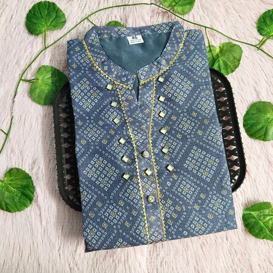 007 Grey Bandhini kurti