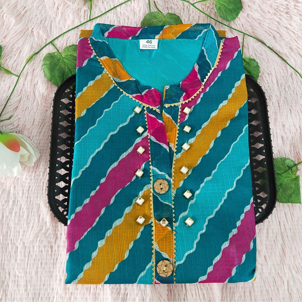 K67 Blue Multi Kurti