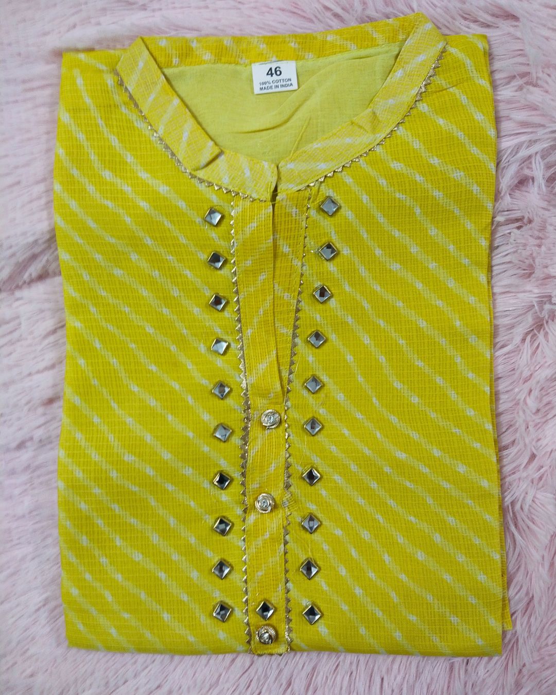 K75 Yellow Lehriya kurti