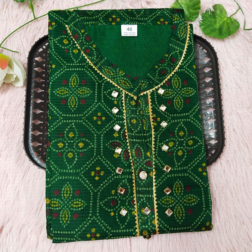 K79 Green bandhini kurti