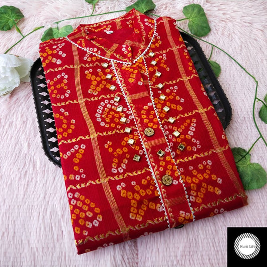 81 Red Grand Checks Kurti