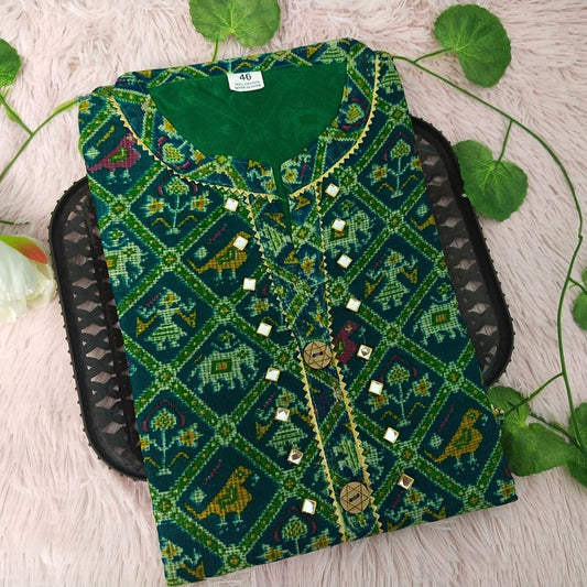 K95 Green Elephant Patola  Kurti