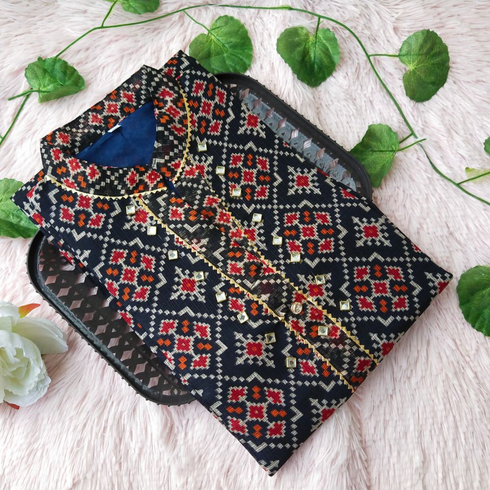 K78 Blue Patola kurti