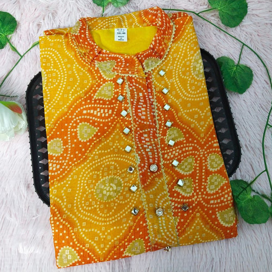 32 Yellow Orange Grand Kurti