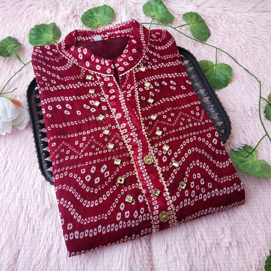 62 Maroon Bandhini kurti