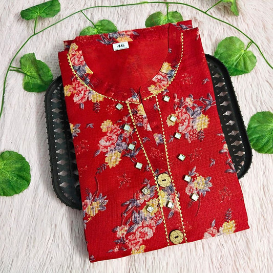 018 Red floral kurti