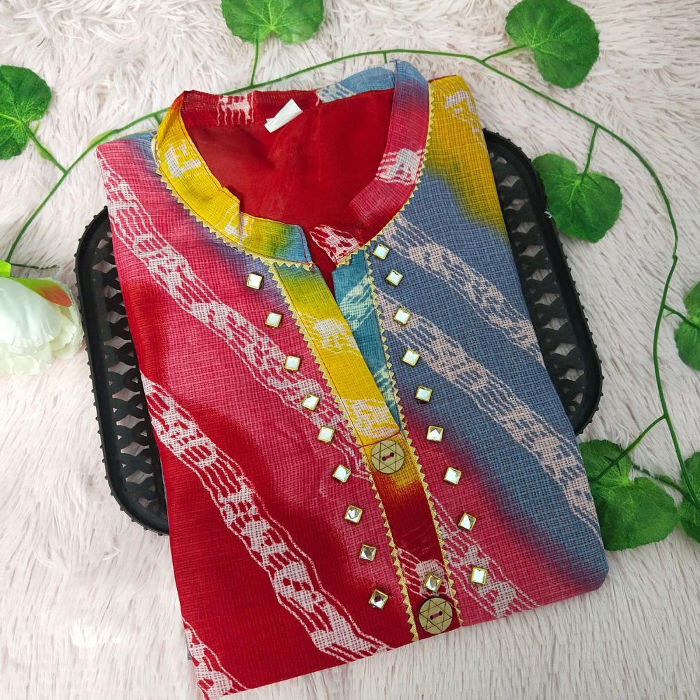 K100 Multi Lehriya kurti