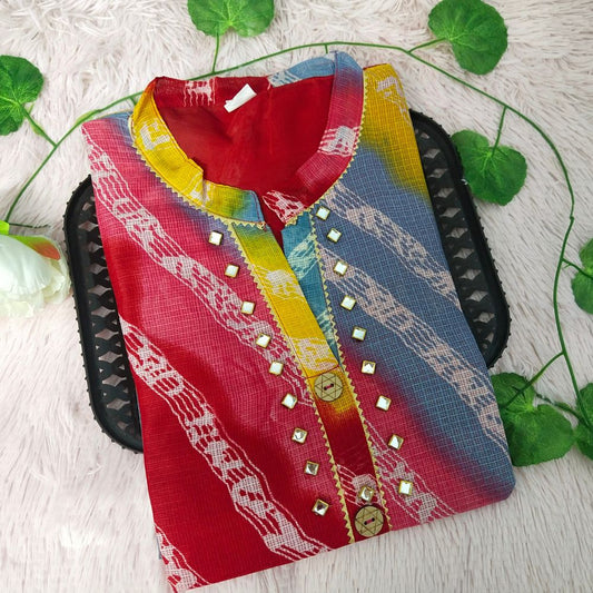 K100 Multi Lehriya kurti