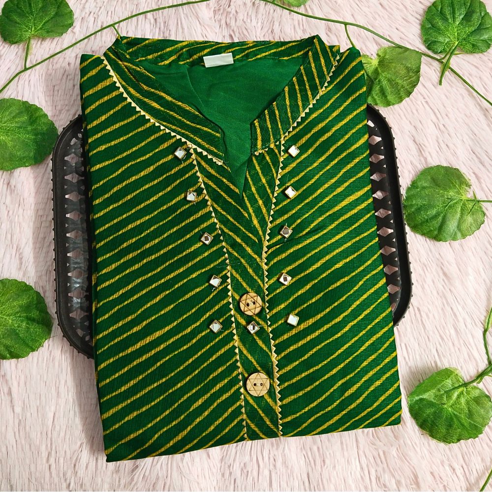 KL4507 Green stripes kurti ( Plus size)