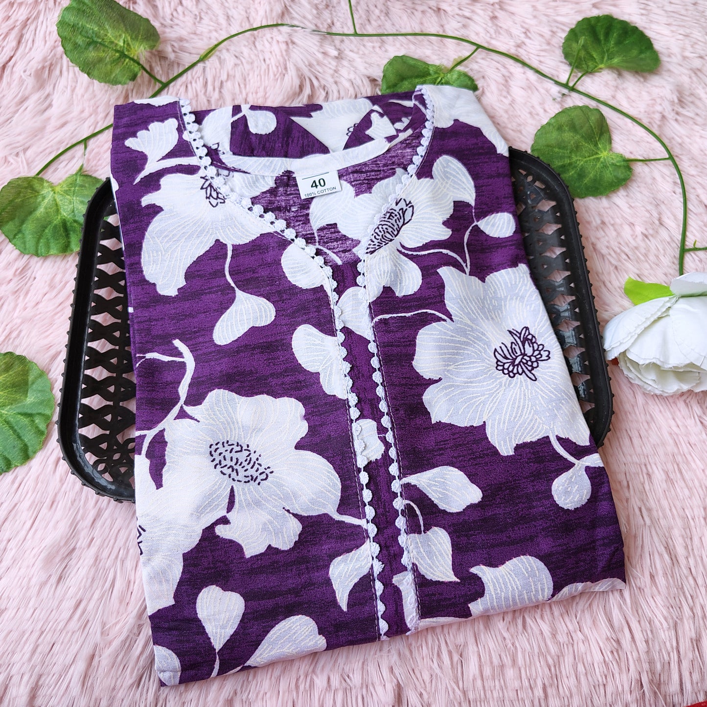 K0020 Purple pure cotton kurti