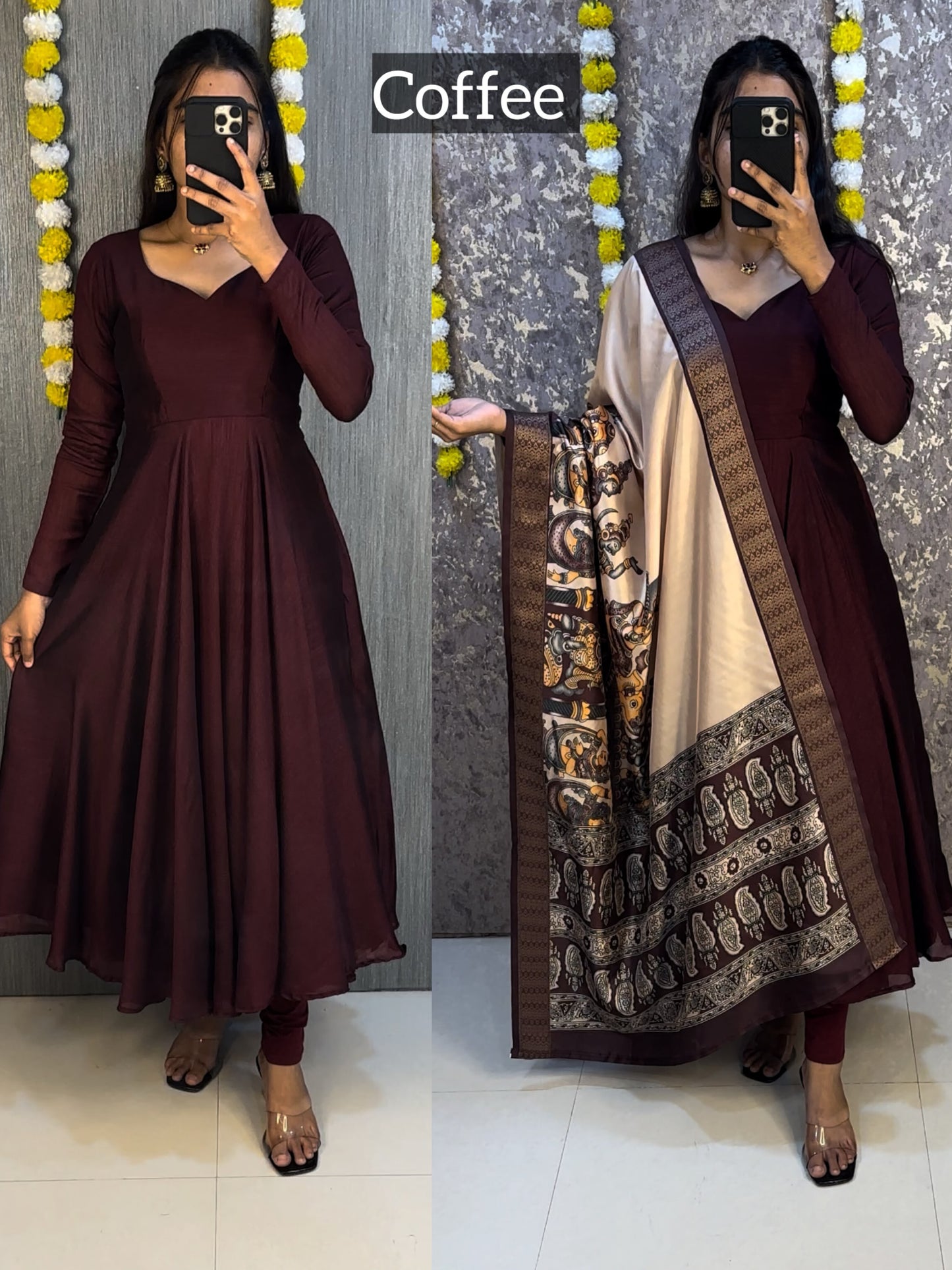 K0018 Vishitra silk anarkali gown with dupatta