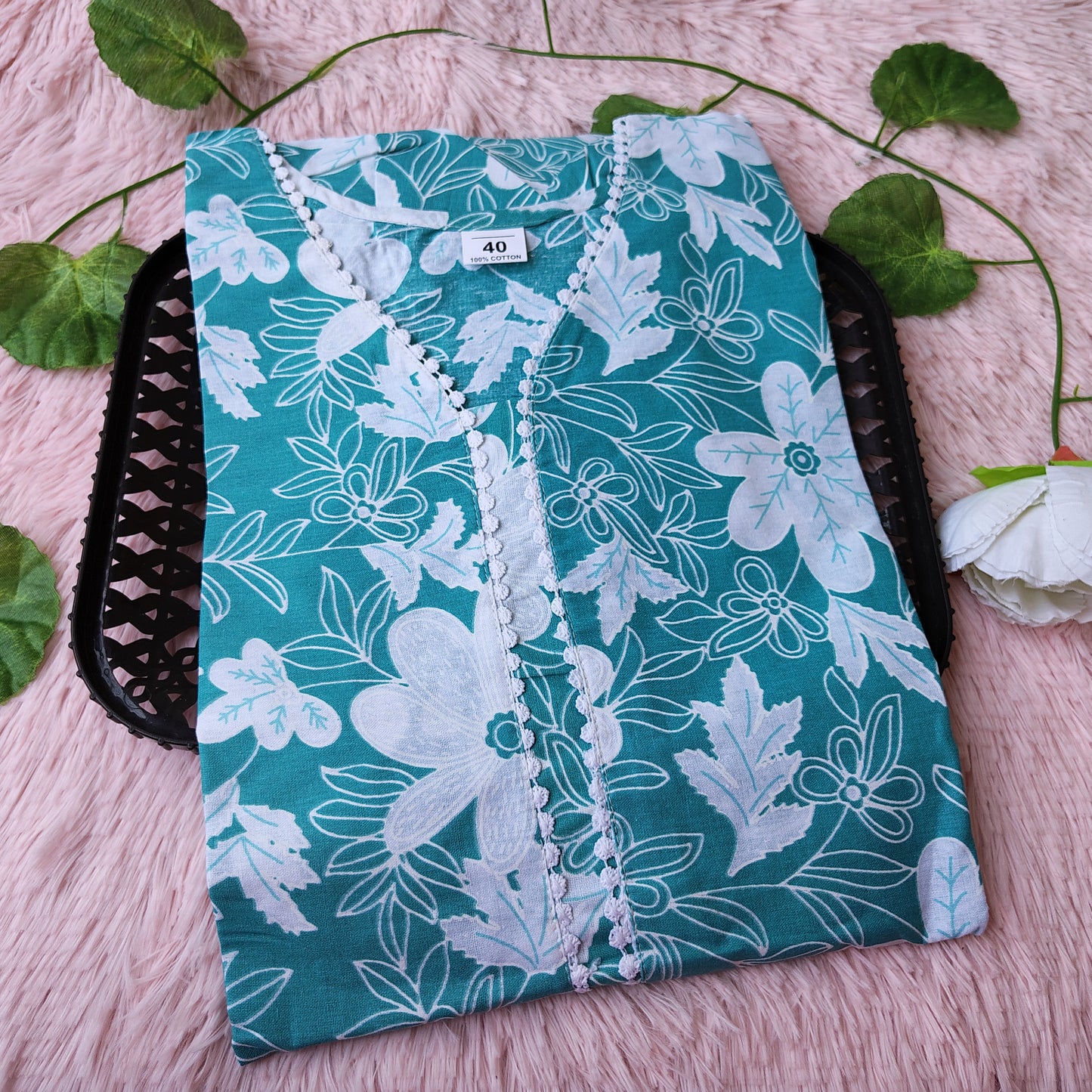 K0019 Sea blue pure cotton kurti