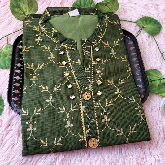 K102 Green grand kurti