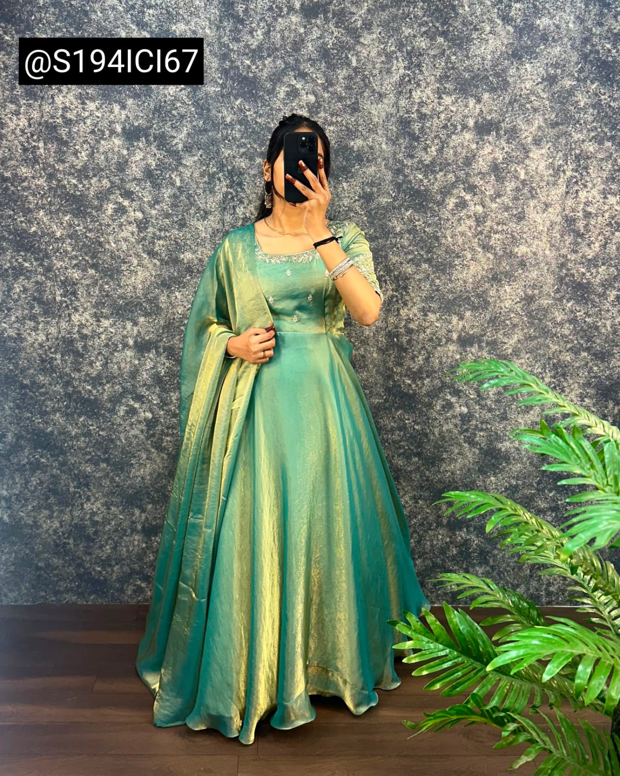 K0016 Fenty satin gown with dupatta
