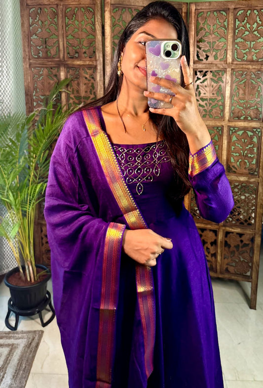 K0017 Vishitra silk kolam gown with dupatta