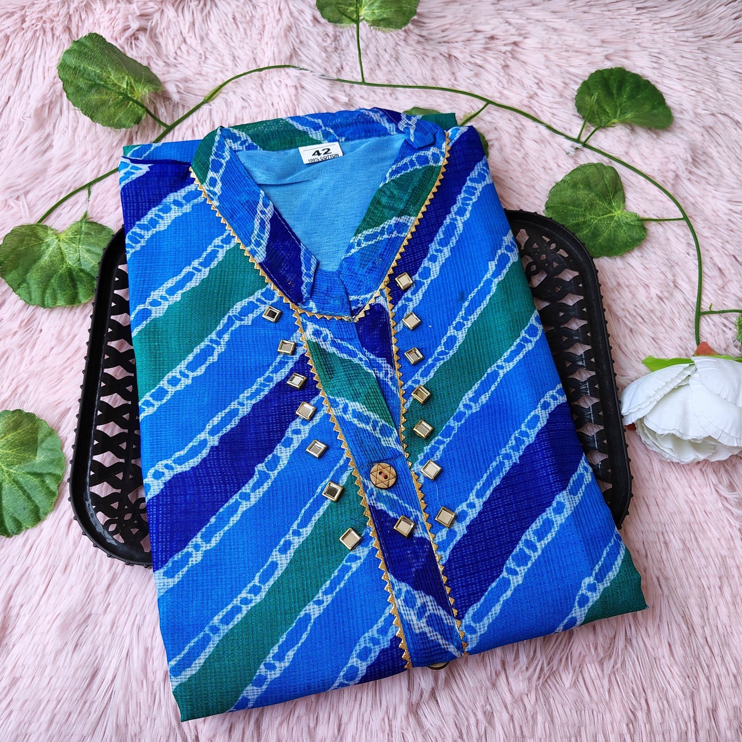 K0031 Tri color lehriya kurti