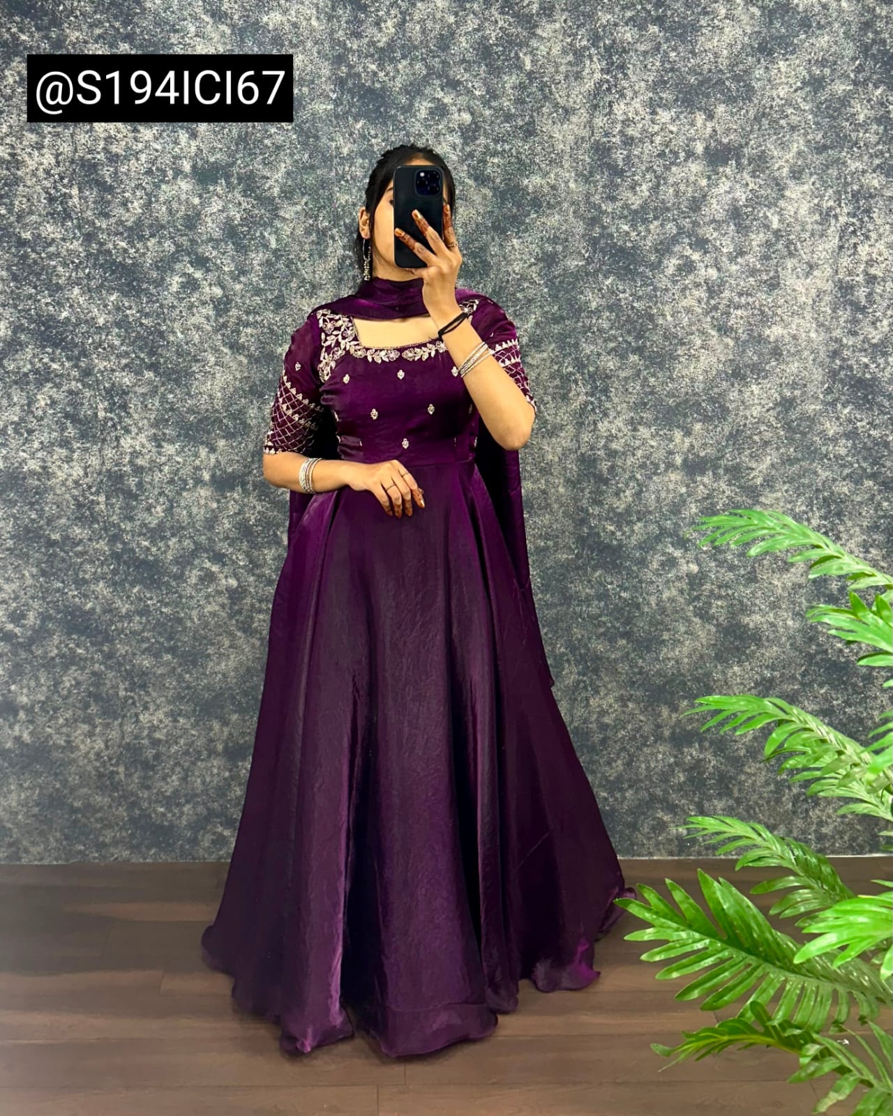 K0016 Fenty satin gown with dupatta