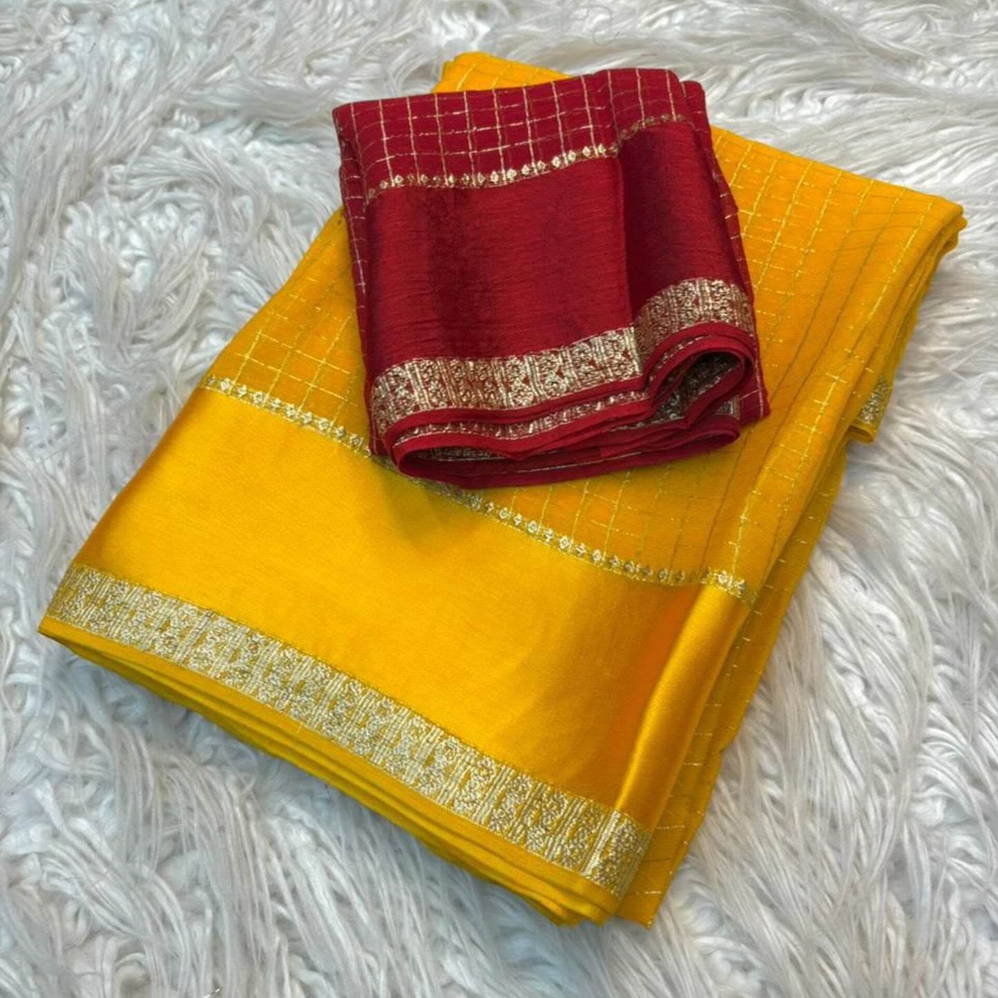 SA93 Mango yellow geogrette saree