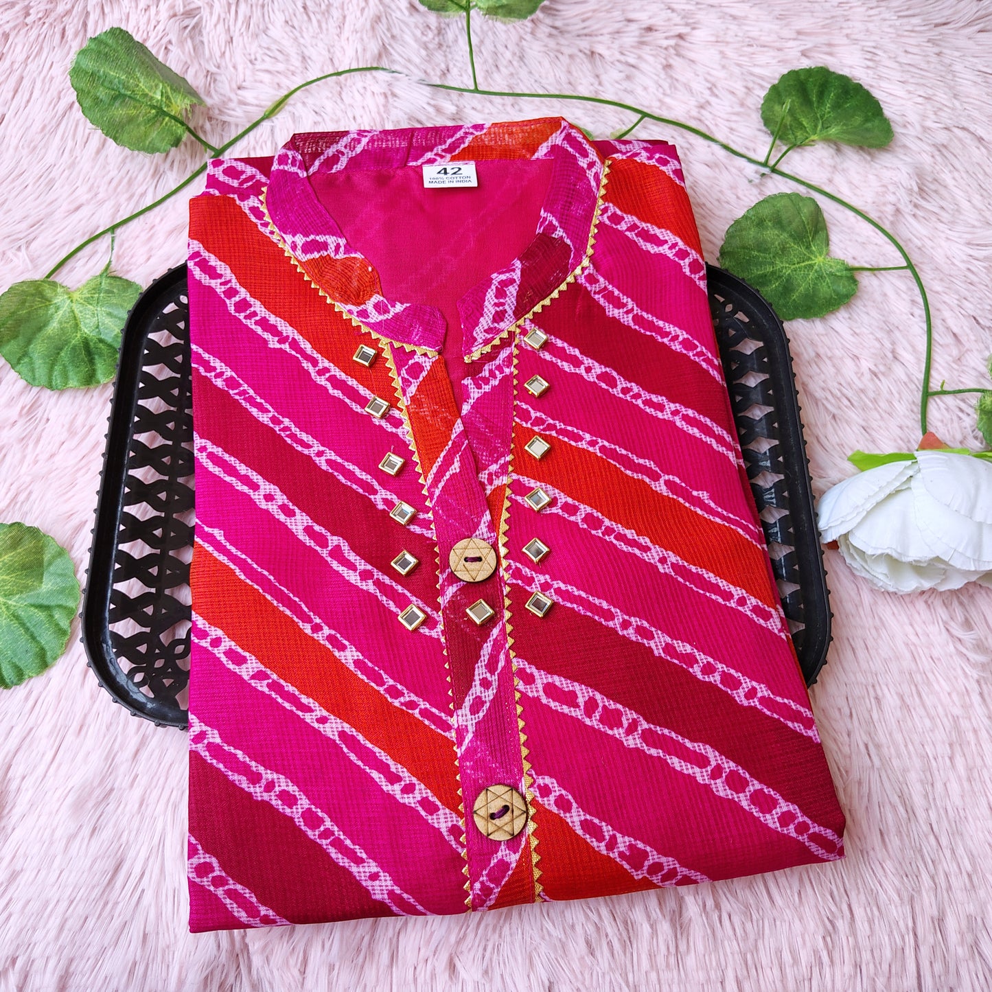 K0029 Tri color Lehriya kurti