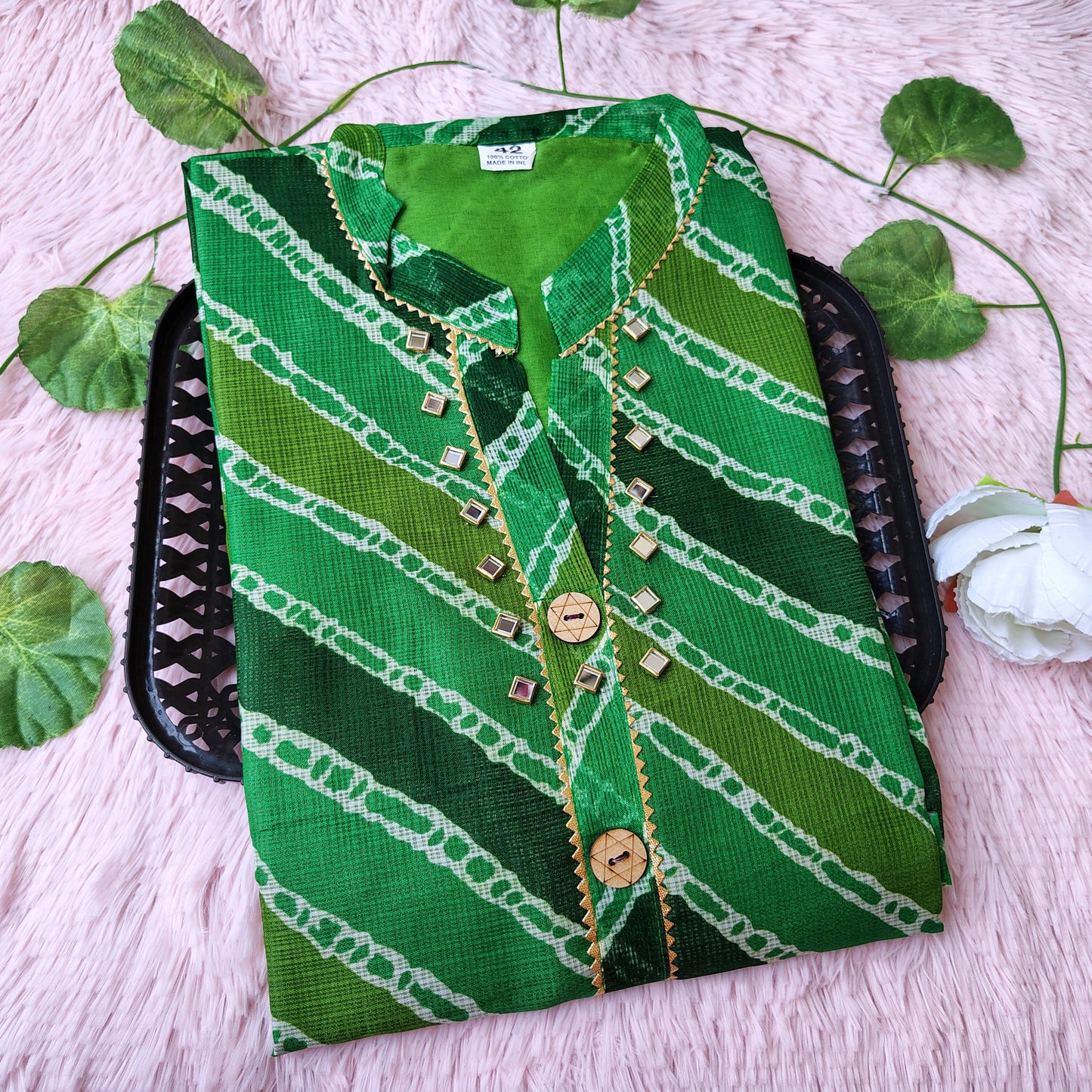 K0027 Tri color lehriya kurti