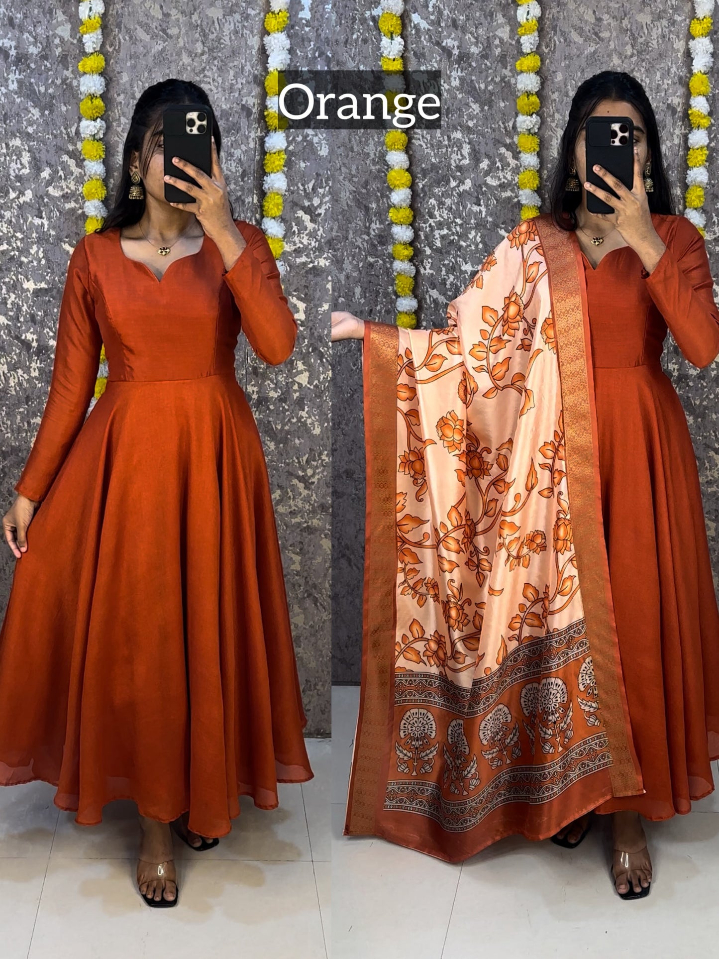 K0018 Vishitra silk anarkali gown with dupatta