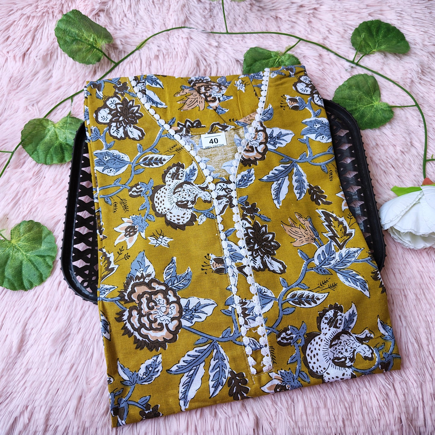 K0021 Mustard yellow pure cotton kurti