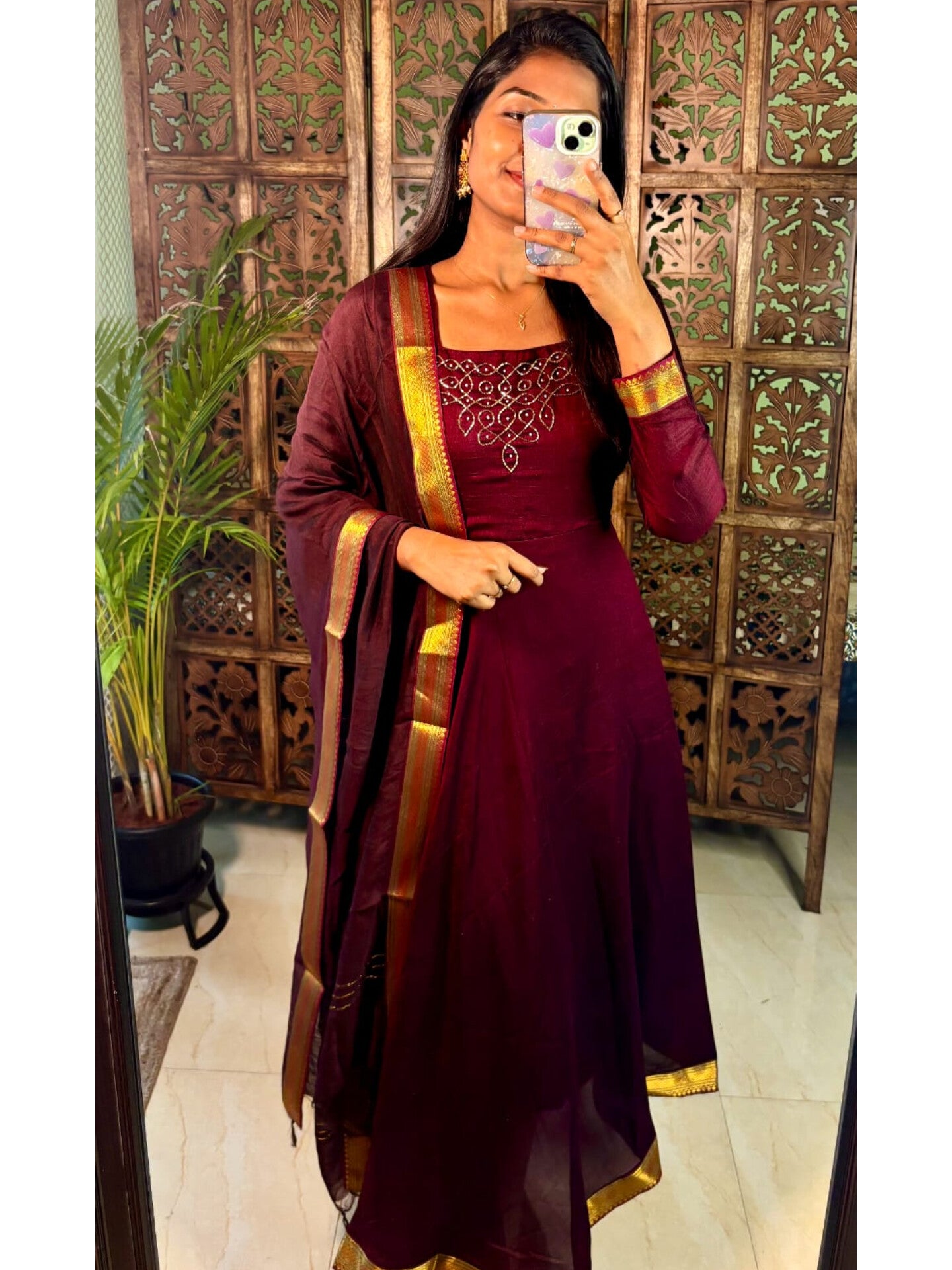 K0017 Vishitra silk kolam gown with dupatta