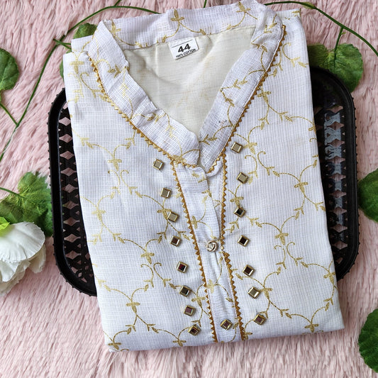 K0012 White grand kurti